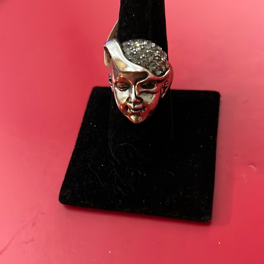 Beautiful Silver Face Rhinestone Ring - image 1